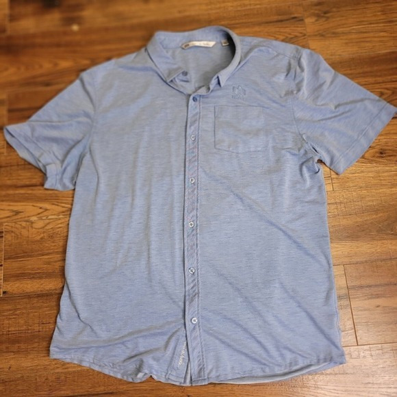 Travis Matthew Shirt Mens 2XL Blue Casual Button Short Sleeve Pocket Logo USA - Picture 1 of 11